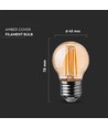 E27 4W LED Kerzenlampe - G45, Filament, 2200K, bernsteinfarben