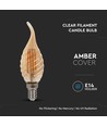 E14 4W Filament LED Tropfenlampe - Candle tip, Amberglas, 2200K, Ø3,5cm