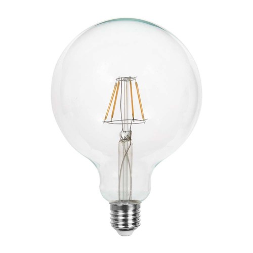 E27 6W LED Filament Birne - G125 Globe, klar, warmweiß, 300° Abstrahlwinkel