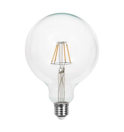 E27 6W LED Filament Birne - G125 Globe, klar, warmweiß, 300° Abstrahlwinkel