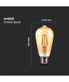 E27 8W LED-Lampe - ST64, Filament, bernsteinfarbenes Glas, extra warm 2200K