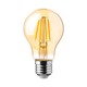 E27 12W LED-Lampe - A60, Filament, bernsteinfarbenes Glas, extra warm 2200K