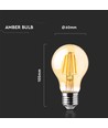 E27 12W LED-Lampe - A60, Filament, bernsteinfarbenes Glas, extra warm 2200K