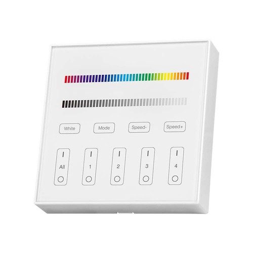 4 Zonen RGB+W WiFi Wandpanel Fernbedienung, 3V - 86x86mm, Weiß, 4 Zonen, dimmbar, RF 2.4GHz