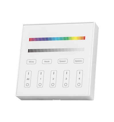 4 Zonen RGB+W WiFi Wandpanel Fernbedienung, 3V - 86x86mm, Weiß, 4 Zonen, dimmbar, RF 2.4GHz
