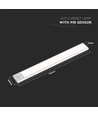 30cm 1,5W LED Schrankleuchte mit PIR Sensor - 5V, 110lm, 4000K, wiederaufladbar, silber, Magnetmontage