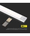 30cm 1,5W LED Schrankleuchte mit PIR Sensor - 5V, 110lm, 4000K, wiederaufladbar, silber, Magnetmontage