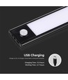 2W LED Schrankleuchte mit PIR Sensor, schwarz - 5V, USB wiederaufladbar, 40cm, 3000K, Bewegungsmelder