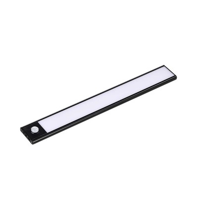 60cm 2,5W LED Schrankleuchte mit PIR Sensor, schwarz - 5V, 4000K, 3000mA Akku, wiederaufladbar, IP20