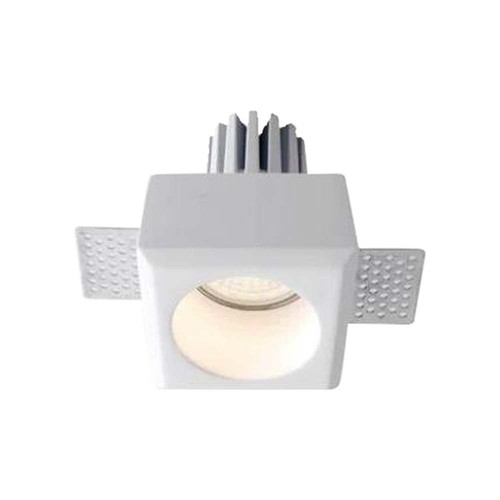 GU10 Einbauspot aus Gips - Rund, weiß, 80x80mm, Ausschnitt: 85x85mm, IP20, ohne Leuchtmittel