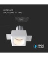 GU10 Einbauspot aus Gips - Rund, weiß, 80x80mm, Ausschnitt: 85x85mm, IP20, ohne Leuchtmittel