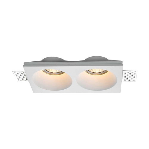 Doppel-GU10-Downlight zum Einspachteln in Gipskartondecken - Exkl. Leuchtmittel und Fassung, Ausschnitt: 195x105mm, vertieft