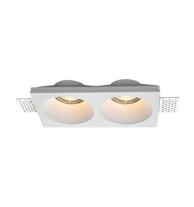Doppel-GU10-Downlight zum Einspachteln in Gipskartondecken - Exkl. Leuchtmittel und Fassung, Ausschnitt: 195x105mm, vertieft
