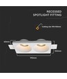 Doppel-GU10-Downlight zum Einspachteln in Gipskartondecken - Exkl. Leuchtmittel und Fassung, Ausschnitt: 195x105mm, vertieft