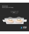 Doppel-GU10-Downlight zum Einspachteln in Gipskartondecken - Exkl. Leuchtmittel und Fassung, Ausschnitt: 195x105mm, vertieft