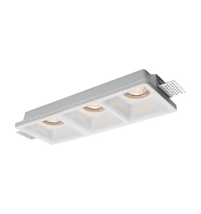 3xGU10 Einbauspot aus Gips - Eckig, weiß, ohne Leuchtmittel, Ausschnitt: 285x105mm