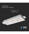 3xGU10 Einbauspot aus Gips - Eckig, weiß, ohne Leuchtmittel, Ausschnitt: 285x105mm
