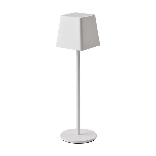 Wiederaufladbare LED-Tischlampe Innen/Außen - Weiß, Touch-Dimmbar, IP54, Warmweißes Licht
