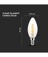 E14 4W dimmbare LED Kerzenlampe - Twisted candle filament, 350lm, warmweiß
