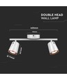 12W Doppel-LED Wandleuchte - 3000K, Weiß