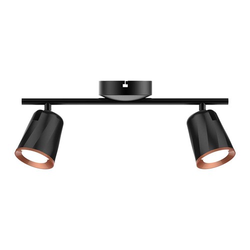 12W Doppel-LED Wandleuchte, schwarz - 1080lm, 4000K, IP20, verstellbare Köpfe