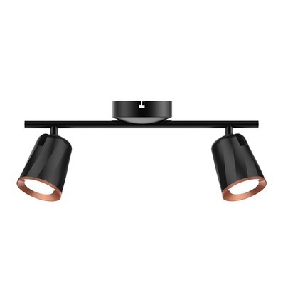 12W Doppel-LED Wandleuchte, schwarz - 1080lm, 4000K, IP20, verstellbare Köpfe