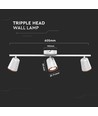18W Weiße LED Wandleuchte - 3000K, 3 Köpfe