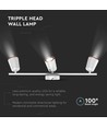 18W Weiße LED Wandleuchte - 3000K, 3 Köpfe