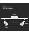 9W Doppel-LED Wandleuchte - 3000K, Weiß