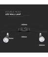 9W LED-Wandleuchte, schwarz - 4000K, 840lm, IP20, Doppel-Kopf, Innenbereich, inkl. Leuchtmittel