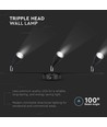 13,5W LED-Wandleuchte, 3-flammig - 4000K, schwarz, Außenbereich, IP65