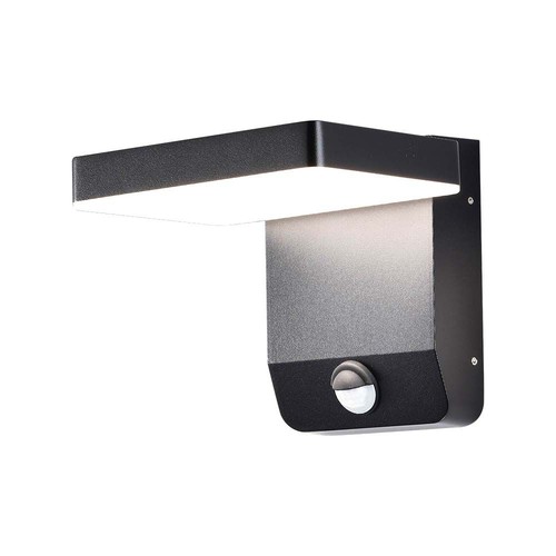 17W LED Wandleuchte mit Sensor, quadratisch - IP65, schwarz, 2580lm, 3000K, PIR Sensor