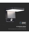 17W LED Wandleuchte mit Sensor, quadratisch - IP65, schwarz, 2580lm, 3000K, PIR Sensor