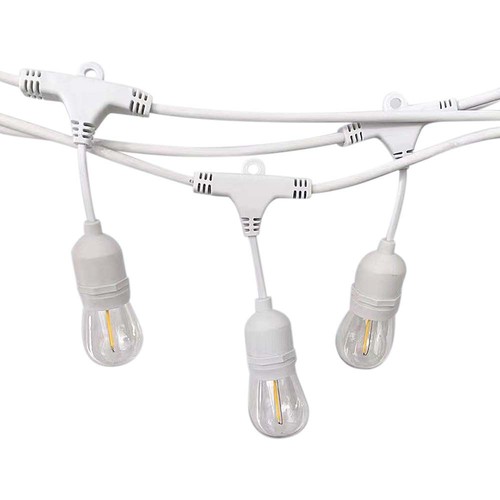 V-Tac Weiße Lichterkette für 15 Stück E27 Lampen, 15 Meter, IP65, 230V, ohne Leuchtmittel