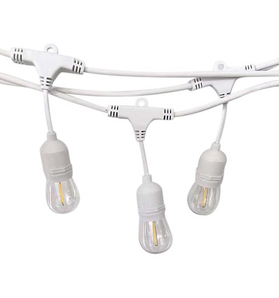 V-Tac Weiße Lichterkette für 15 Stück E27 Lampen, 15 Meter, IP65, 230V, ohne Leuchtmittel