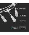 V-Tac Weiße Lichterkette für 15 Stück E27 Lampen, 15 Meter, IP65, 230V, ohne Leuchtmittel