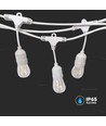 V-Tac Weiße Lichterkette für 15 Stück E27 Lampen, 15 Meter, IP65, 230V, ohne Leuchtmittel