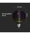 3D LED Birne 4W E27 - Sterneffekt, 3000K, G125