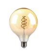 E27 6W dimmbar LED Spiral Filament Lampe - G125, Amber Glas, 1800K, 300° Abstrahlwinkel