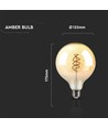E27 6W dimmbar LED Spiral Filament Lampe - G125, Amber Glas, 1800K, 300° Abstrahlwinkel
