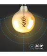 E27 6W dimmbar LED Spiral Filament Lampe - G125, Amber Glas, 1800K, 300° Abstrahlwinkel