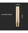 E27 2W T30 LED Art Filament Lampe - 1800K, Amber Glas, Vintage Effekt, Lasergravur