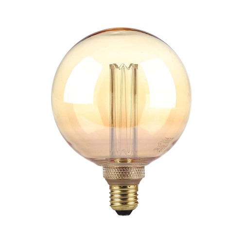 E27 4W G125 Art Filament LED Lampe - Amber Glas, 1800K, Lasergravur, warmweißes Filament