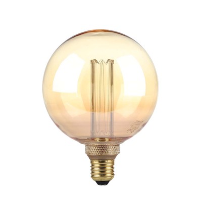 E27 4W G125 Art Filament LED Lampe - Amber Glas, 1800K, Lasergravur, warmweißes Filament