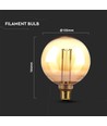 E27 4W G125 Art Filament LED Lampe - Amber Glas, 1800K, Lasergravur, warmweißes Filament