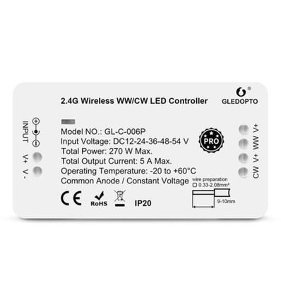 Gledopto Zigbee Controller - Philips Hue kompatibel, Zigbee 3.0, einfarbig und CCT, 12V (60W), 24V (120W)