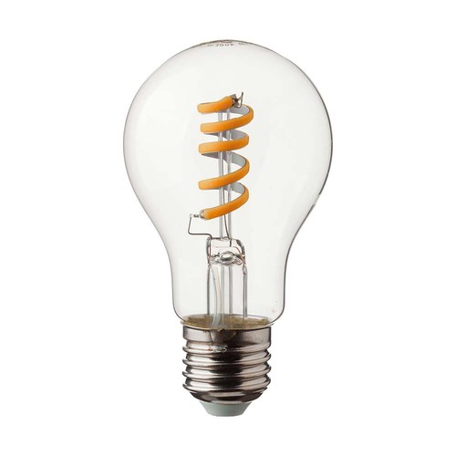 E27 4W LED Spiral Filament Lampe - GLS, Klarglas, 300lm, warmweiß, ersetzt 28W