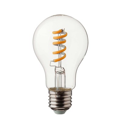E27 4W LED Spiral Filament Lampe - GLS, Klarglas, 300lm, warmweiß, ersetzt 28W