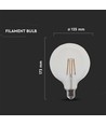 E27 12W G125 LED Filament Lampe - 1521lm, Klarglas, 4000K