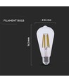 E27 4W LED Filament Lampe - ST64, 840lm, Klarglas, 3000K, warmweiß